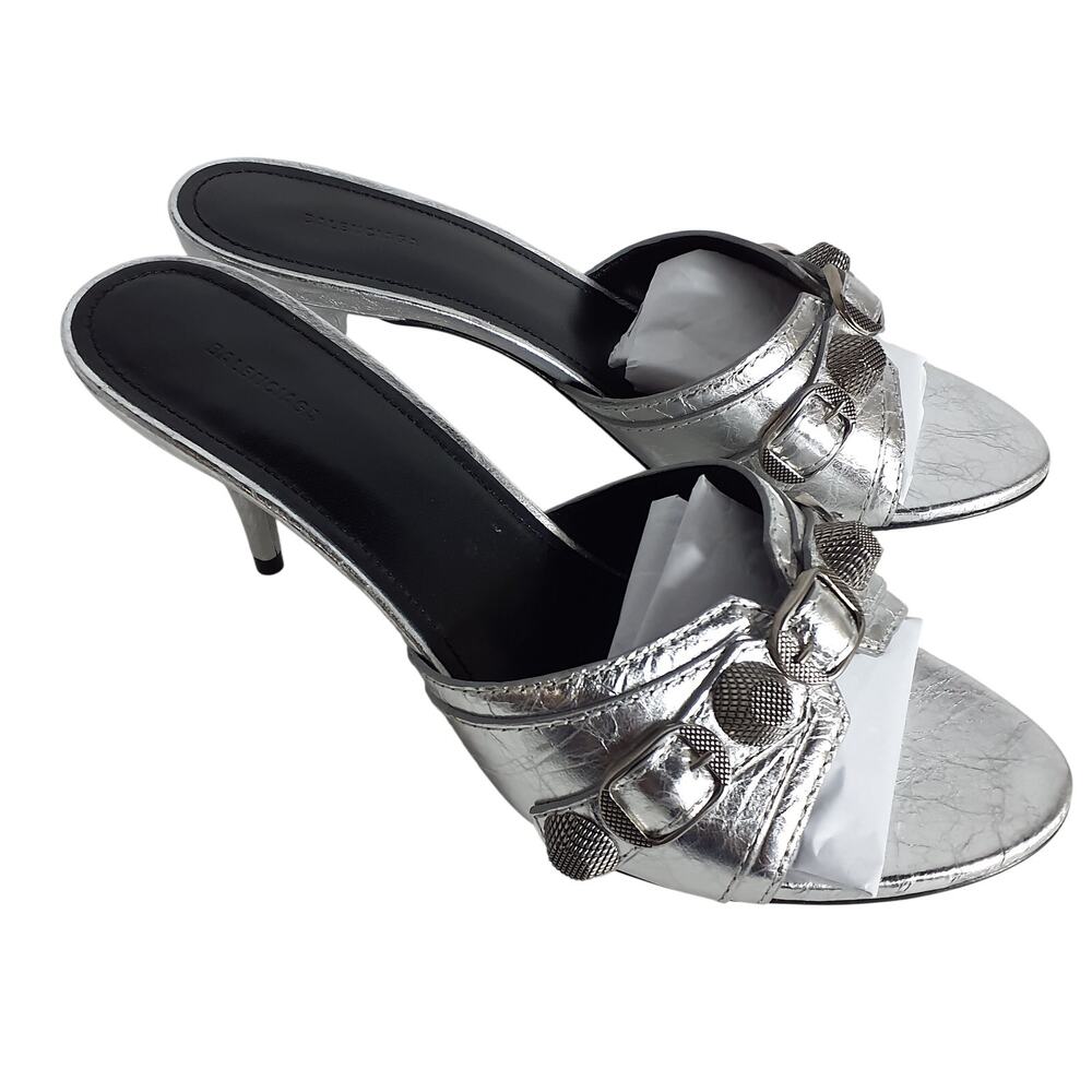 Balenciaga Metallic Silver Cagole Sandal Size EU 37 / US 7 - Picture 3 of 5